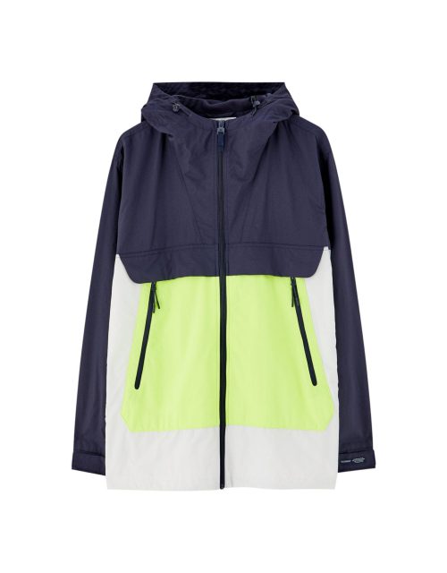 Colour Block Raincoat with Hood